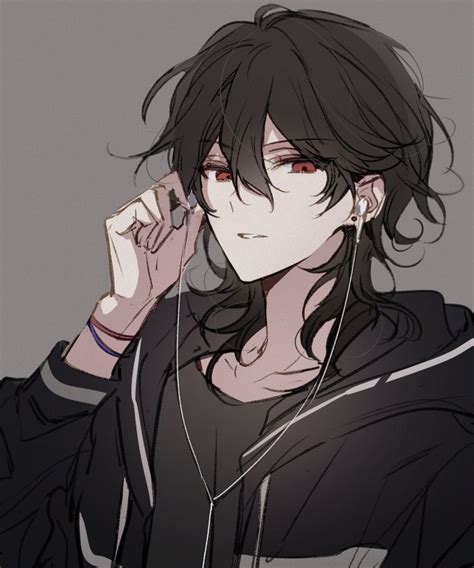 anime guys long hair|anime boy with long black hair.